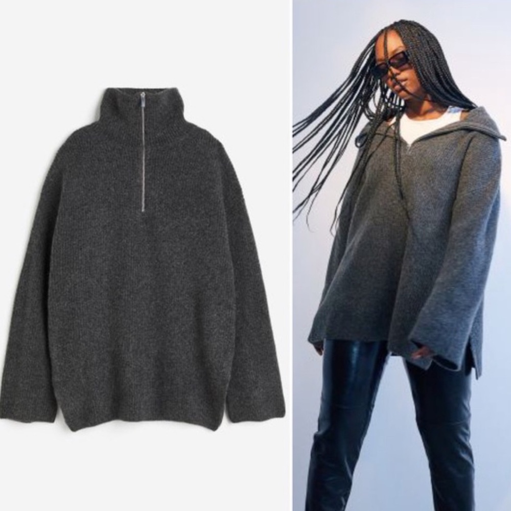 H&M Wool Knit Half Zip Sweater